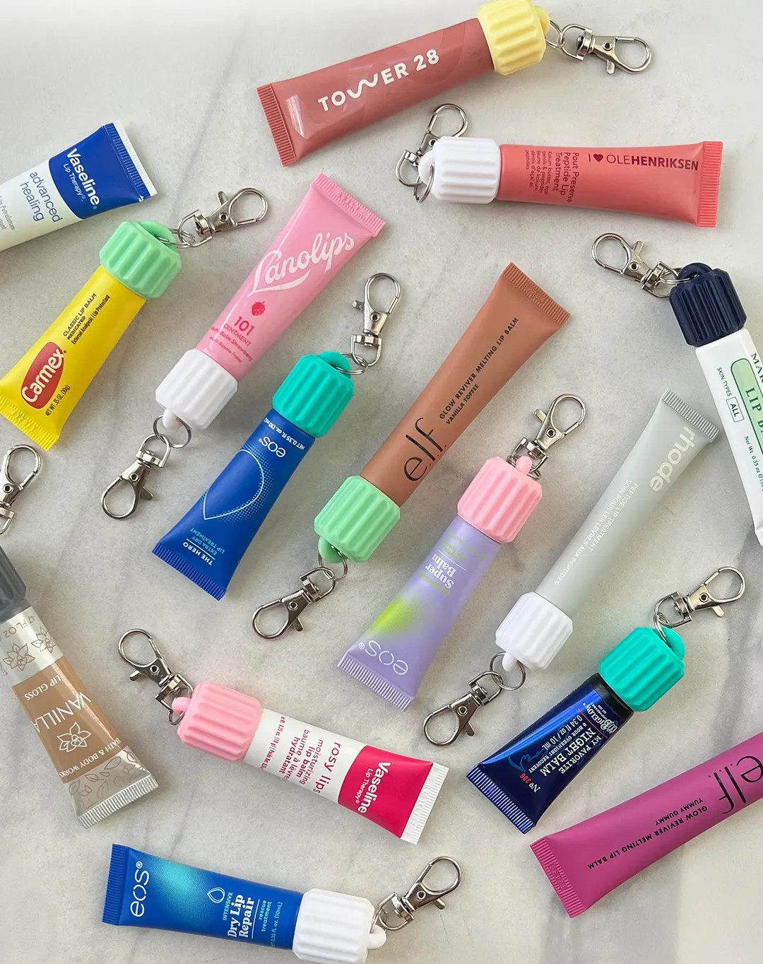 Fluted Lip Balm Keychain Cap: Travel Lip Gloss Holder and Badge Reel Accessories | Etsy (US)