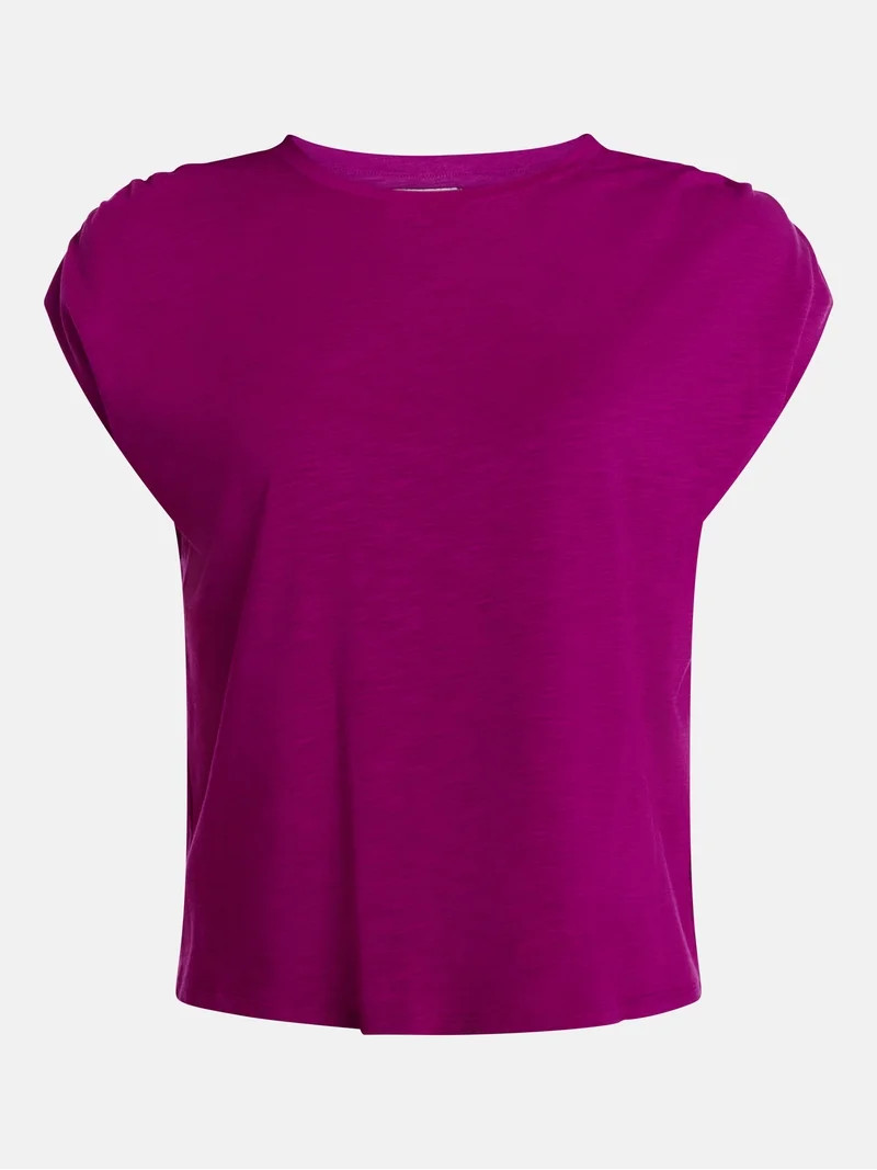 Scenario Women's and Women's Plus Shirred Shoulder Tee, Sizes XS-4X | Walmart (US)