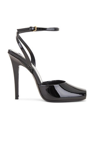 Saint Laurent Orhand Peep Toe Pump in Black | FWRD 