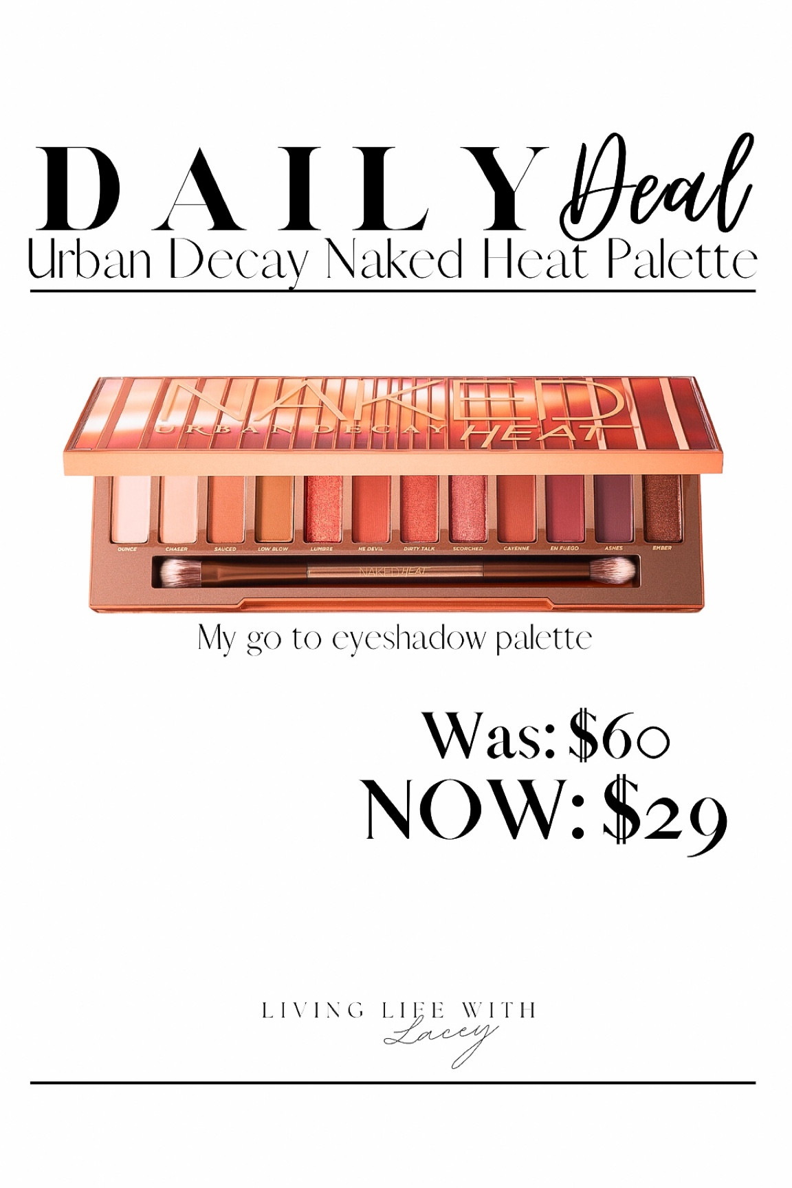 DAILY DEAL ‼️🚨: Urban Decay Naked Heat eyeshadow palette | was $60 on sale for only $29! A go to for me and has lasted me years 

#salefinds #beautyproducts #eyeshadow #halfoff #urbandecay 

#LTKfindsunder50 #LTKsalealert #LTKbeauty
