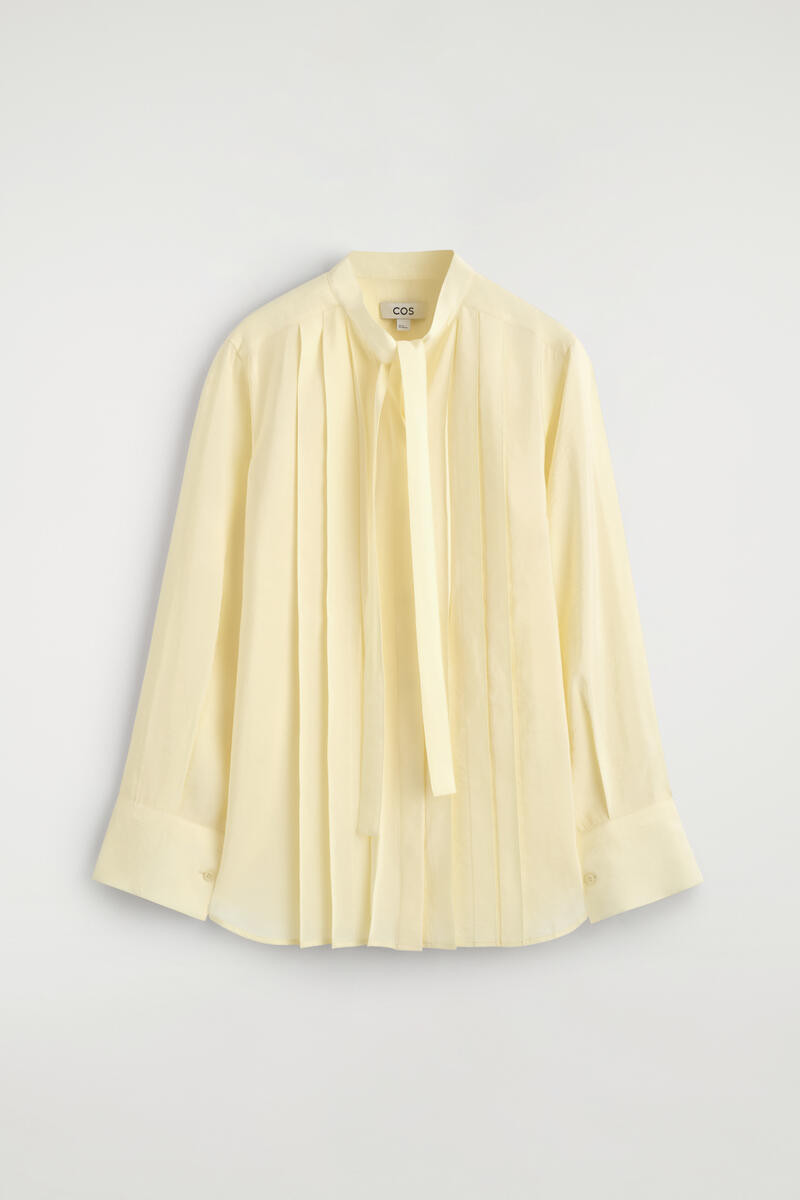 Pleated Bow-Detail Blouse in Yellow | COS (US)