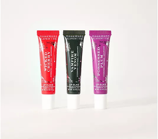 HomeWorx by Slatkin & Co Halloween Hydrating Lip Gloss Trio | QVC