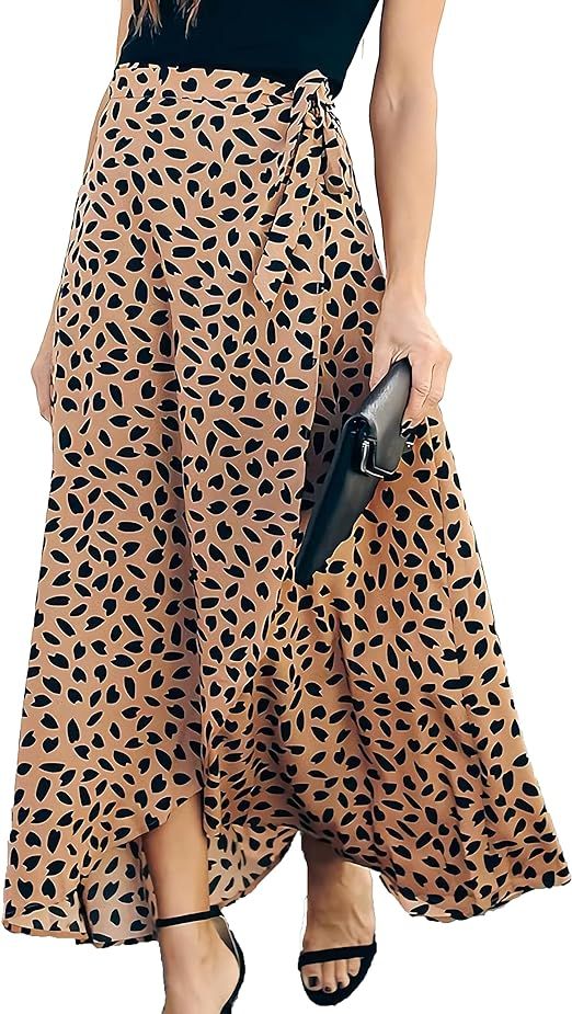 Amazon.com: YRLMW Women Leopard Print Maxi Skirt High Waist Long Skirt : Clothing, Shoes & Jewelr... | Amazon (US)