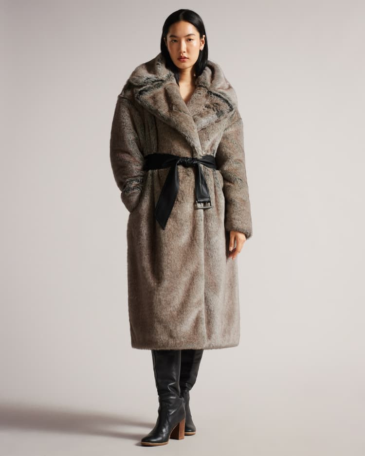 Faux Fur Longline Belted Coat | Ted Baker (US)