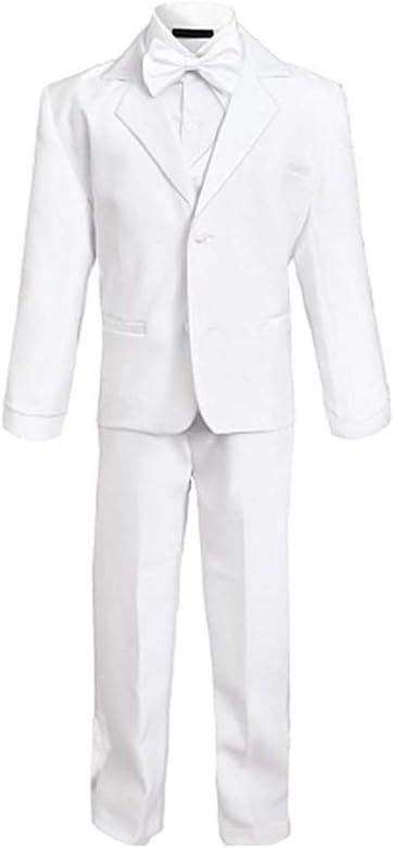 Rafael Boys Tuxedo with Vest, Shirt, and Bow Tie – Black or White | Amazon (US)