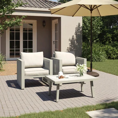 2-Person Aluminum Patio Conversation Set With Cushions | Wayfair North America
