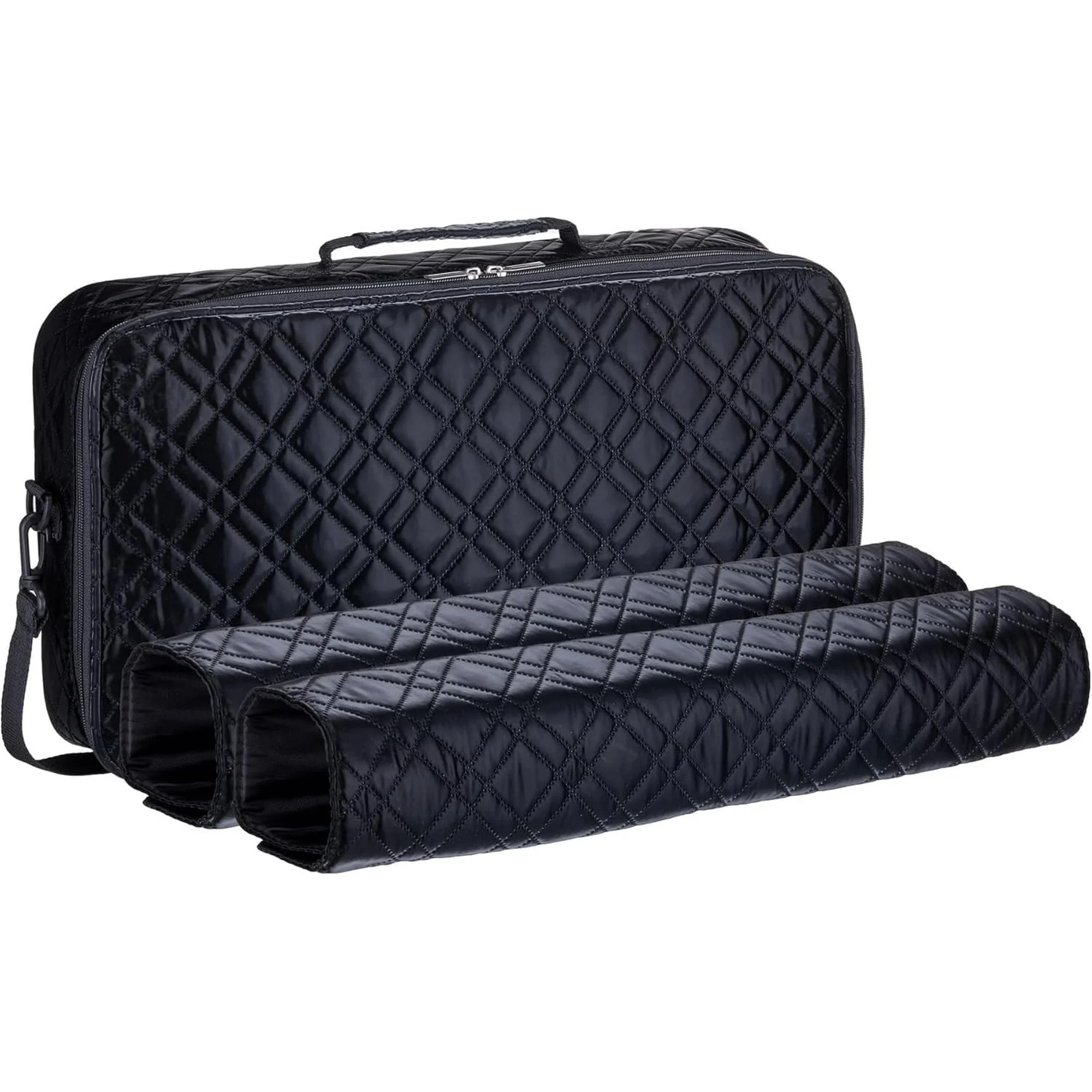 Black”Elegant Quilted PU Leather Mahjong Carrying Bag with Zippered Storage Pocket, Durable Han... | Walmart (US)