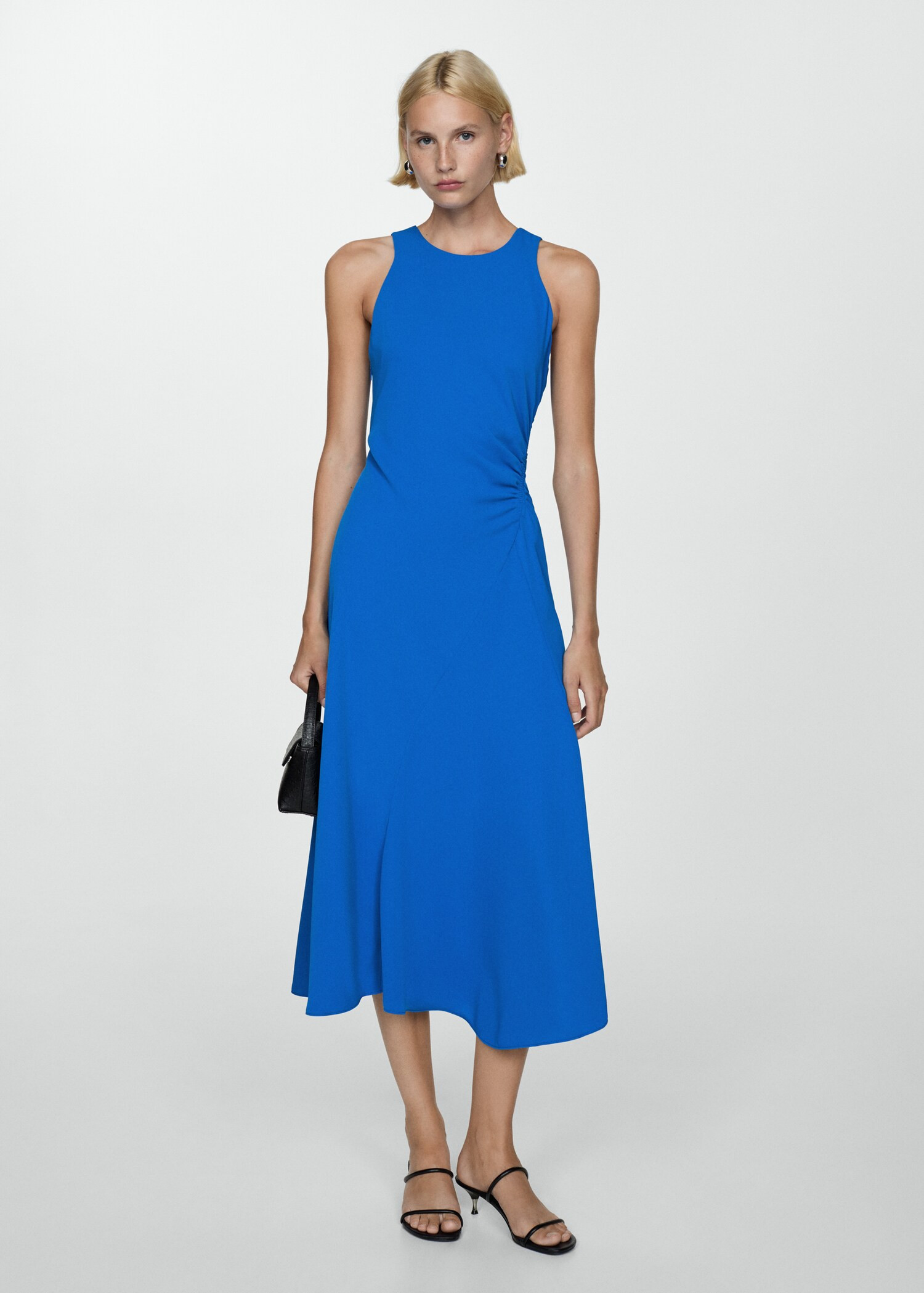 Midi-dress with draped detail - Woman | MANGO USA | MANGO (US)