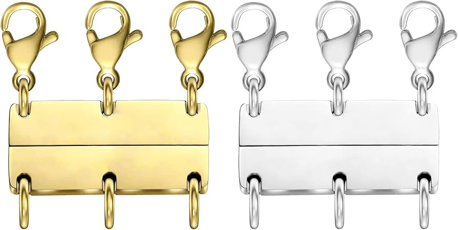 MKCYD Multi Necklace Layering Clasp Strong Magnetic Clasps, Gold and Silver Necklace Separator fo... | Amazon (US)