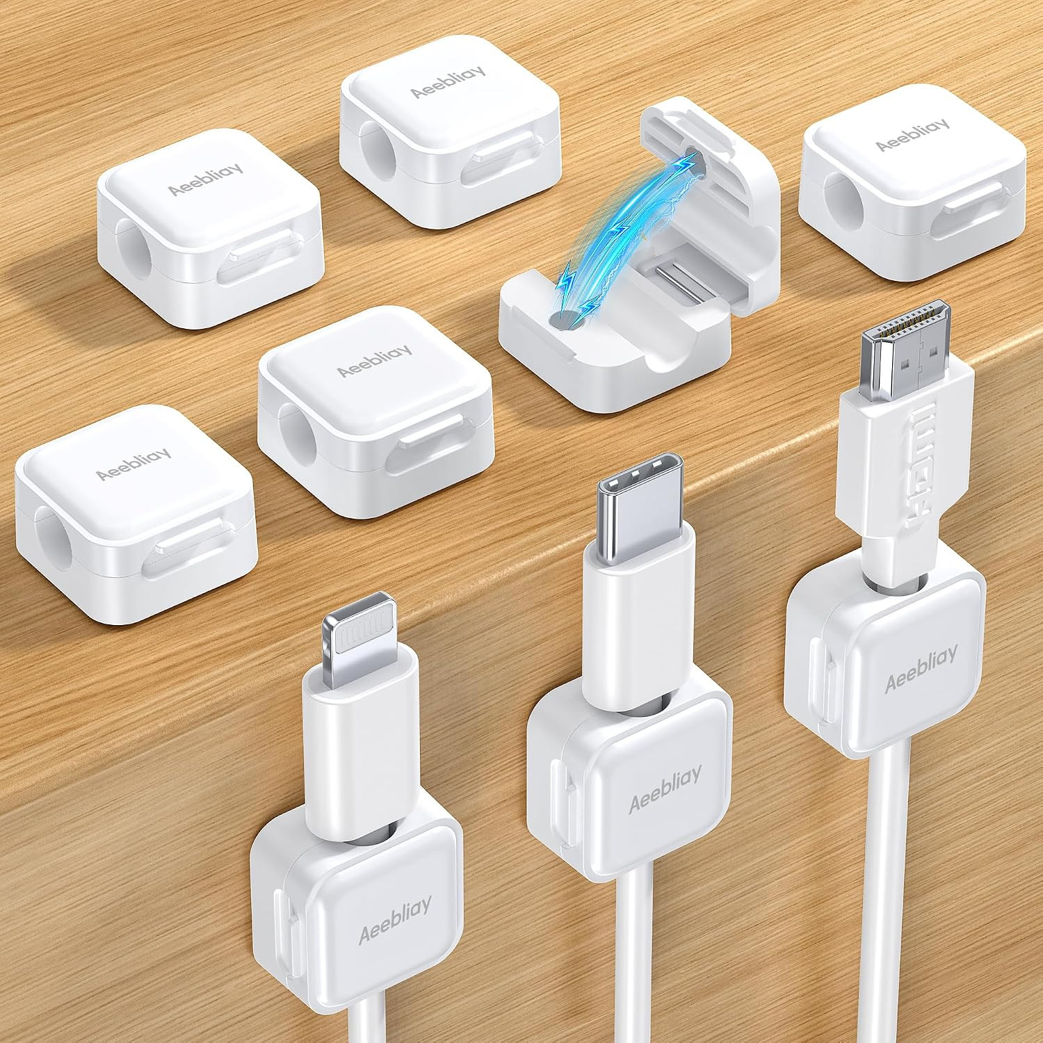 9 Pack Magnetic Cable Clips Cord Organizer,Desk Cable Management Accessories,Cord Clips,Adhesive USB Wire Holder Keeper Organizer for Home Office Desk Phone Car Wall Desktop Nightstand cable organizer | Amazon (US)