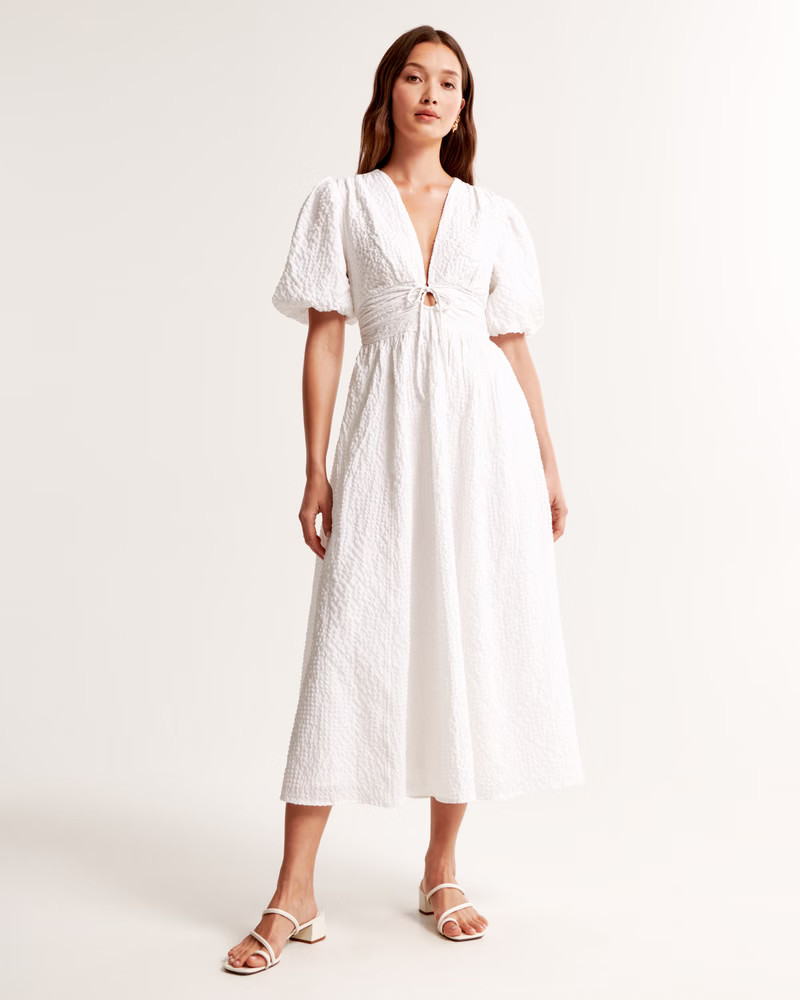 Tie-Front Textured Maxi Dress | Abercrombie & Fitch (US)