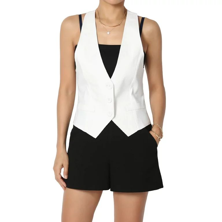 TheMogan Women's S~3X Semi-Formal Versatile Classic Woven Vest Uniform Waistcoat | Walmart (US)