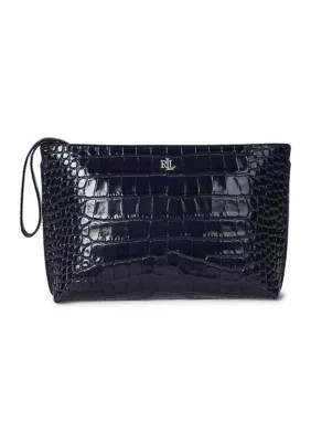 Lauren Ralph Lauren Women's Crocodile-Embossed Leather Large Pouch | Belk