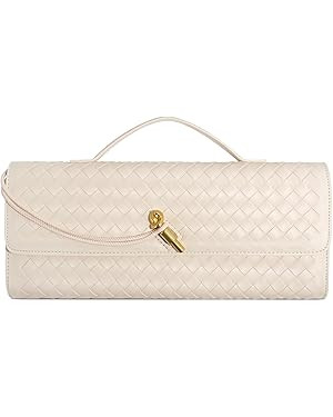 Woven Clutch Purses for Women, Formal Satchel Leather Evening Bag Shoulder Handbag | Amazon (US)