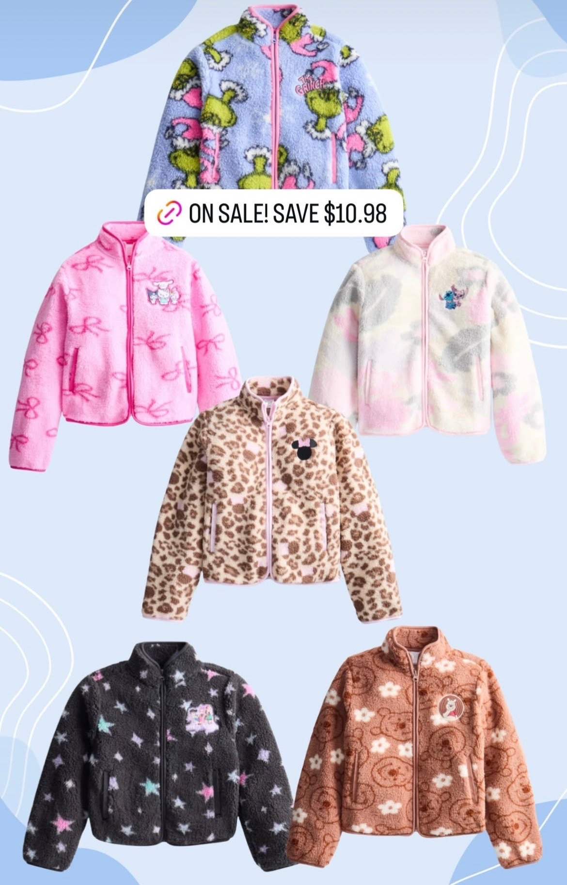 🚨On Sale Now, fun character fleece zip up jacket for girls @Walmart !👧🏻💕

Linking them here for easy access🔗✨