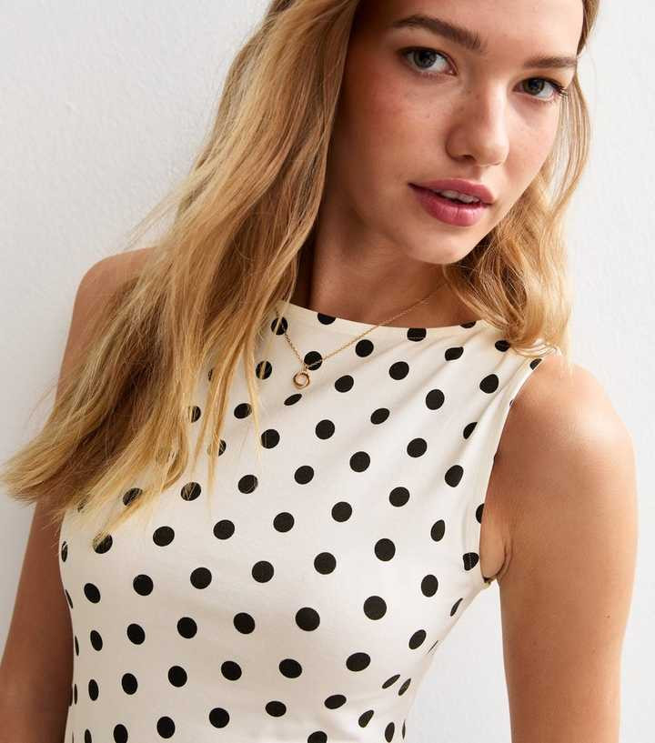 Cream Polka Dot Slash Neck Top | New Look | New Look (UK)