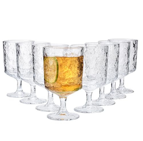 KX-WARE Iceberg Acrylic All-Purpose Wine Glasses, 12-ounce Plastic Stem Wine Glasses, set of 8 Clear | Amazon (US)