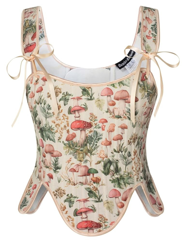 Scarlet Darkness Bustier Tops for Women Renaissance Floral Lace Up Bodyshaper Corset with Zipper | Amazon (US)