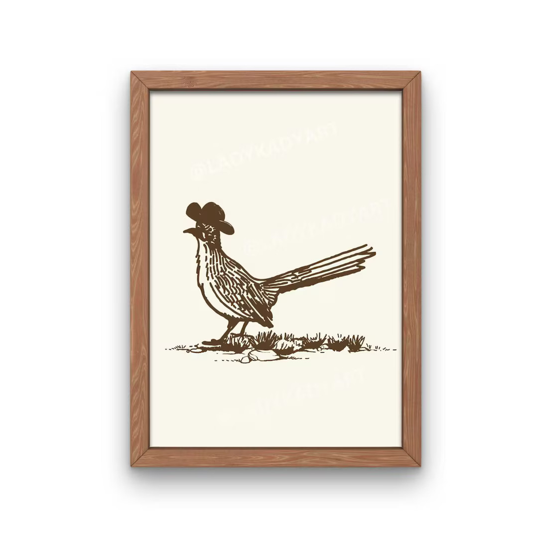 Cowboy Roadrunner Print, Western PRINTABLE, Vintage Western Decor, Southwestern Wall Art, Cowboy ... | Etsy (US)