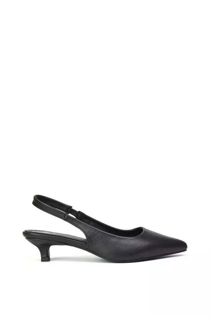 'Avalone' Pointed Toe Sling Back Kitten Heel Sandals | Boohoo.com (UK & IE)