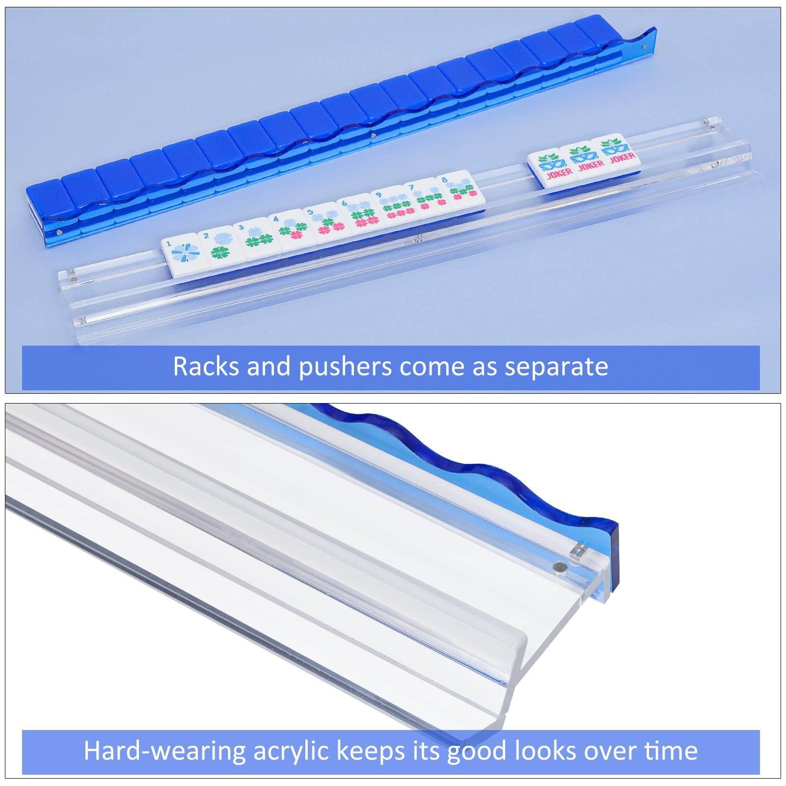 Set of 4 Clear Acrylic Mahjong Racks with Colourful Redesigned Pusher, American Mahjong Accessori... | Amazon (US)