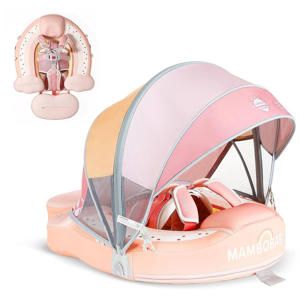 Mambobaby Baby Pool Float with Canopy, Non-Inflatable Infant Floats with Tail Solid Upgrade Soft ... | Amazon (US)