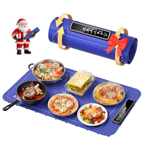 Warming Mat for Food, Electric Warming Tray for Dishes, Portable Heating Pad with 6 Hours Shut-Off, Silicone Food Warmer for Buffet, Party and Countertop with 4 Temperature Levels and Smart Timer | Amazon (US)