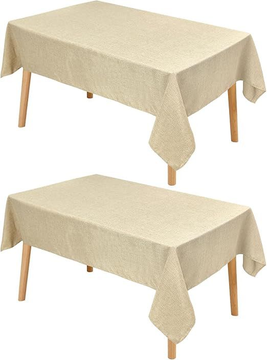 Hiasan 2 Pack Faux Linen Rectangle Tablecloth - Wrinkle and Stain Resistant Washable Table Cloth ... | Amazon (US)