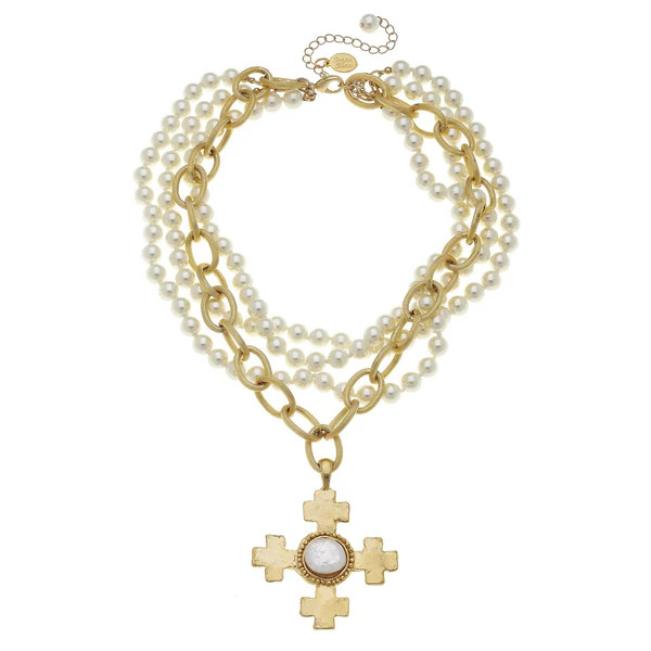 Quad Cross Multi-Strand Pearl Necklace | Susan Shaw