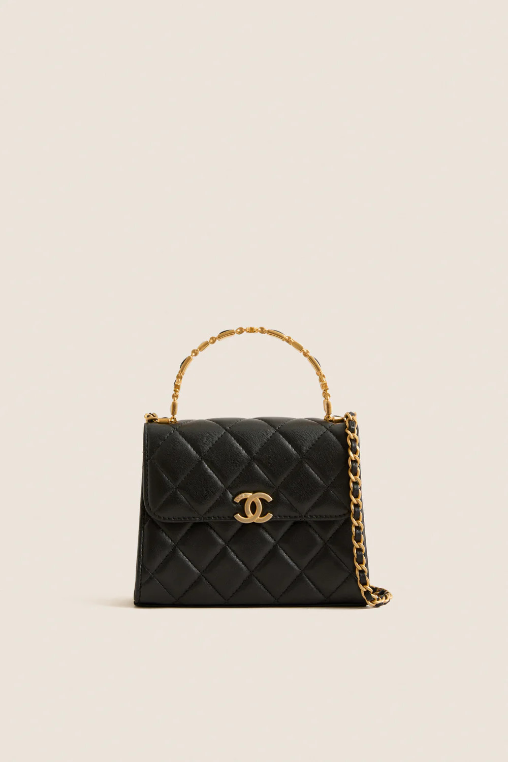 CHANEL Black Matelasse Two-Way Handbag Top Handle | Tuckernuck (US)