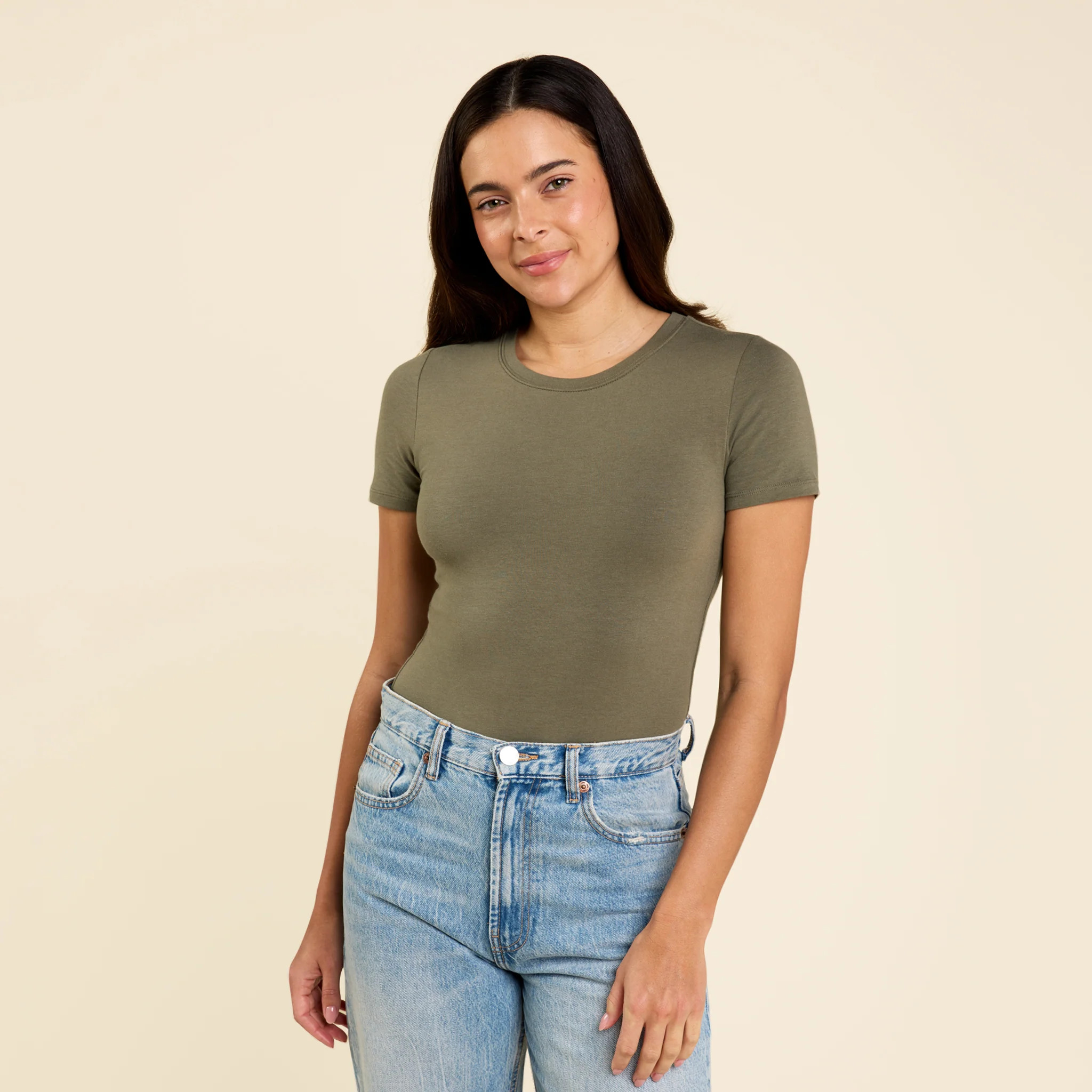Short Sleeve Crewneck Bodysuit | nuuds