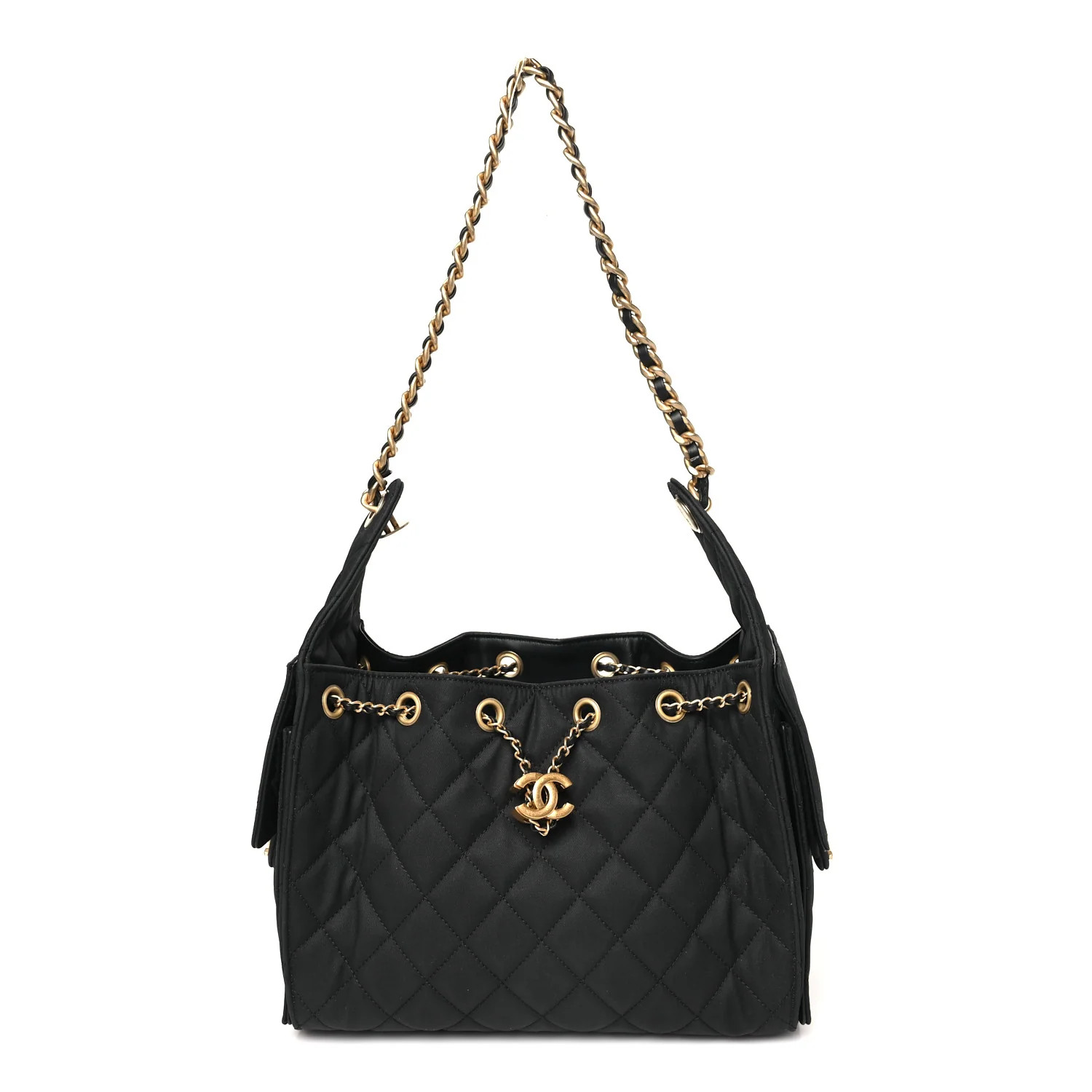 Chanel Canvas Quilted Small Chanel 25 Handbag Black 1761137 | FASHIONPHILE (US)