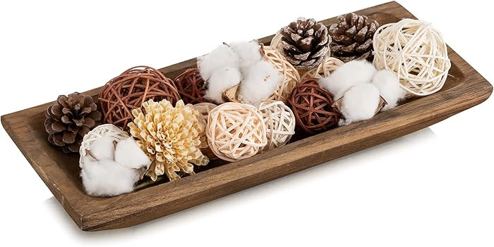 Hanobe Decorative Wooden Dough Bowl: Wood Bowl Decor for Entry Table Decor Coffee Table DecorDini... | Amazon (US)