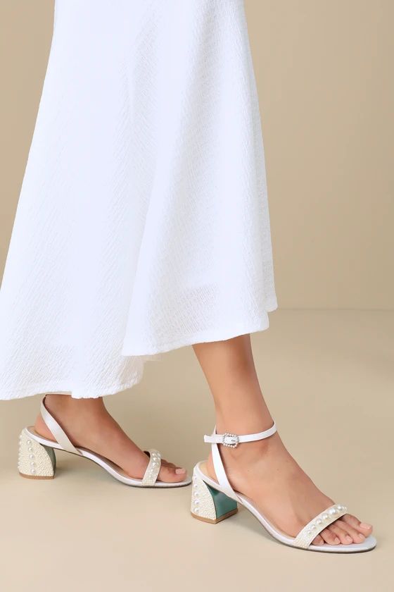 SB-Tina Ivory Pearl Ankle Strap High Heel Sandals | Lulus