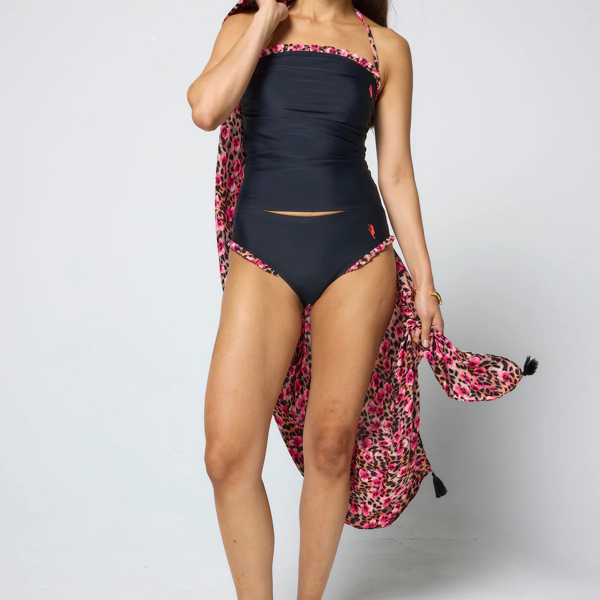 Black with Paradise Cheetah Frill Tankini Bottoms Scamp & Dude | Scamp & Dude