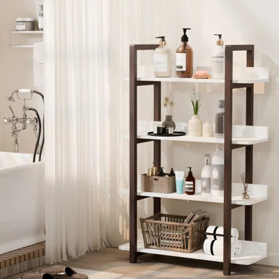 Solid Wood Bookcase with 4-Tier Open Shelves, Multifunctional Plant Stand Storage Shelf for Home Decor, Space-Saving Sturdy Bookshelf | Wayfair North America