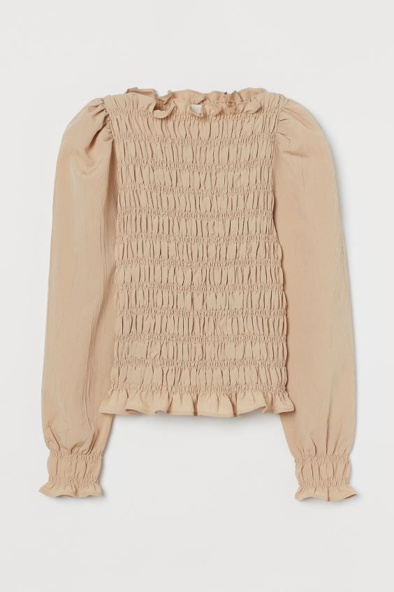 Puff-sleeved Smocked Blouse | H&M (US)