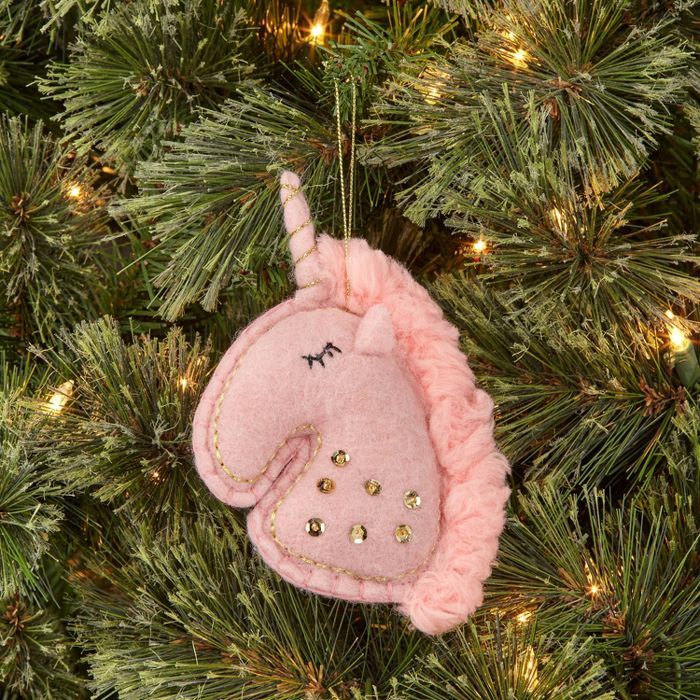 Felt Unicorn Christmas Tree Ornament Pink - Wondershop&#8482; | Target