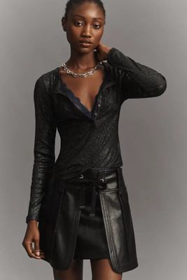 The Andie Ribbed Spotlight Henley Long-Sleeve Top by Pilcro | Anthropologie (US)