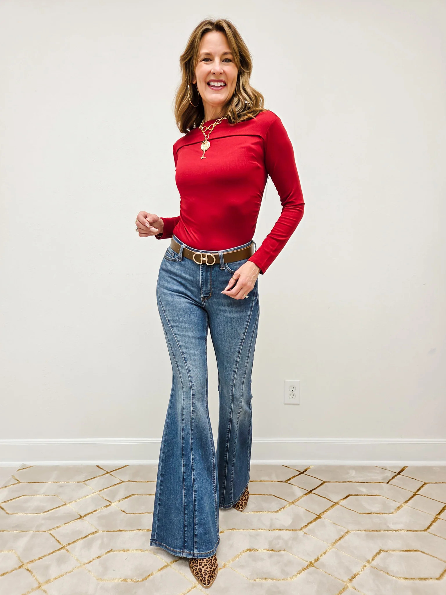 Judy Blue TRUE DIRECTION Mid-Rise Flare Double Angular Seam Jeans | Emma Lou's Boutique