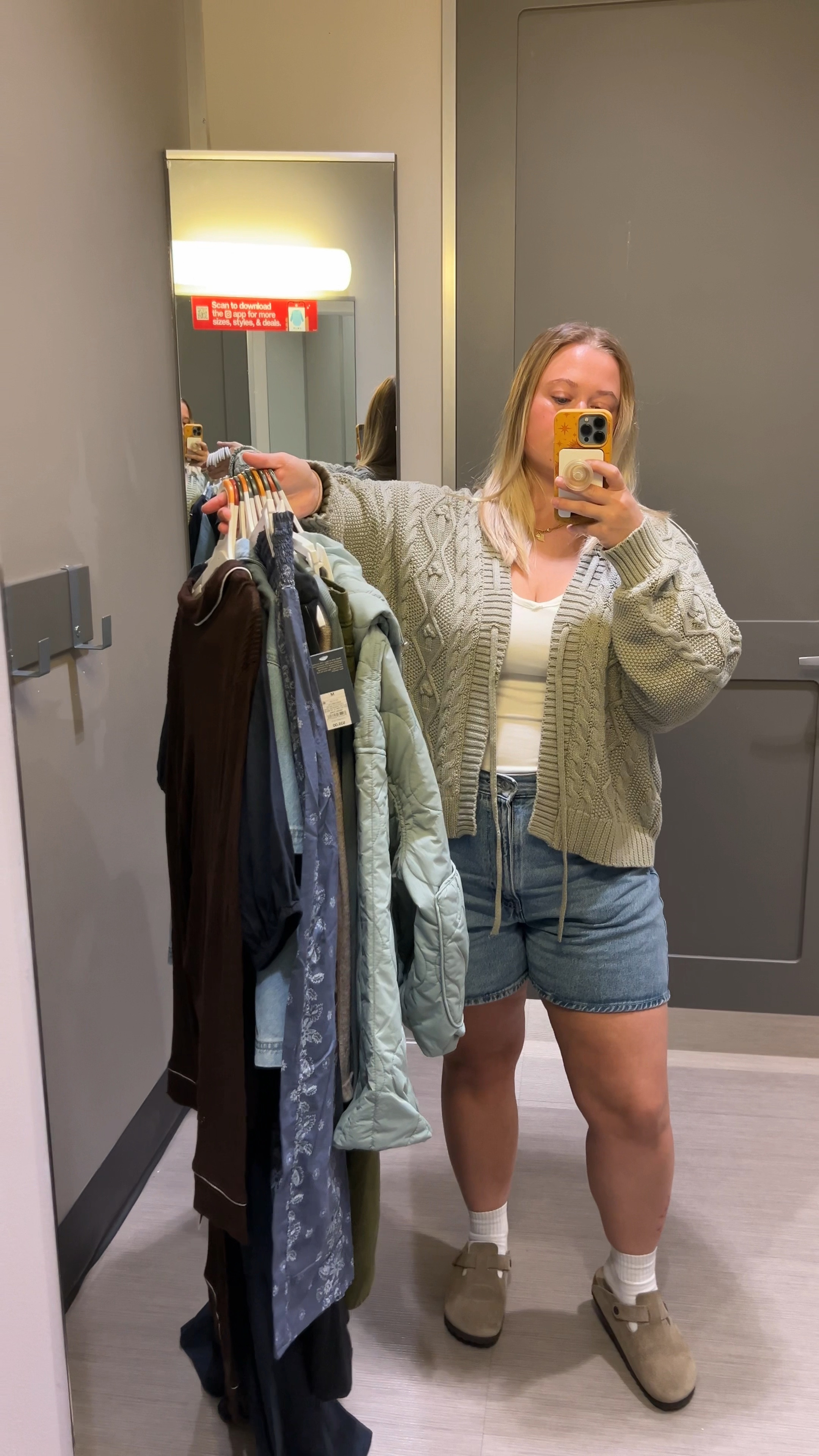 Target try on 

Jeans size 12 
Green striped sweater size medium 
Green coat size medium 
Green pants size 10 
Green top size Medium (too small)
Black set top size medium pants size medium (too small) 
Jean shirt size xl (too big) 
Blue skirt size medium 
Dress size xs (that’s all they had and wayyy too small) 
Pajamas size medium 

#LTKStyleTip #LTKMidsize #LTKSaleAlert
