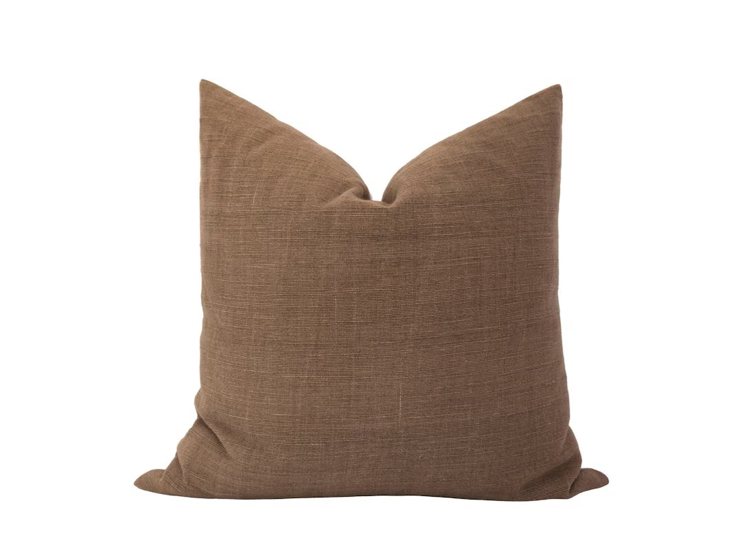 JULIAN || Brown Pillow Cover Brown Handwoven Pillow Cover Chocolate Brown Pillow Brown Woven Pill... | Etsy (US)