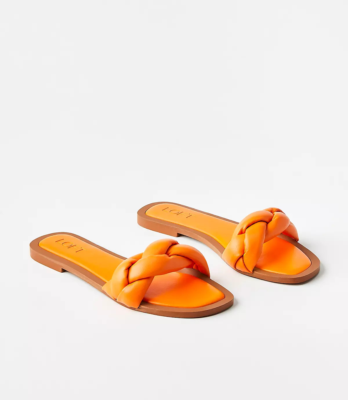 Padded Braided Leather Slide Sandals | LOFT
