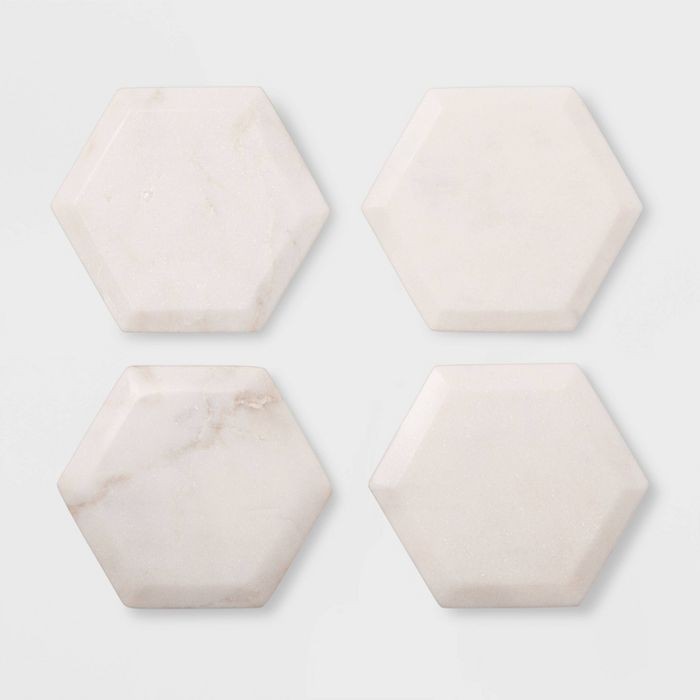 4pk Marble Hexagonal Coasters Natural - Threshold™ | Target