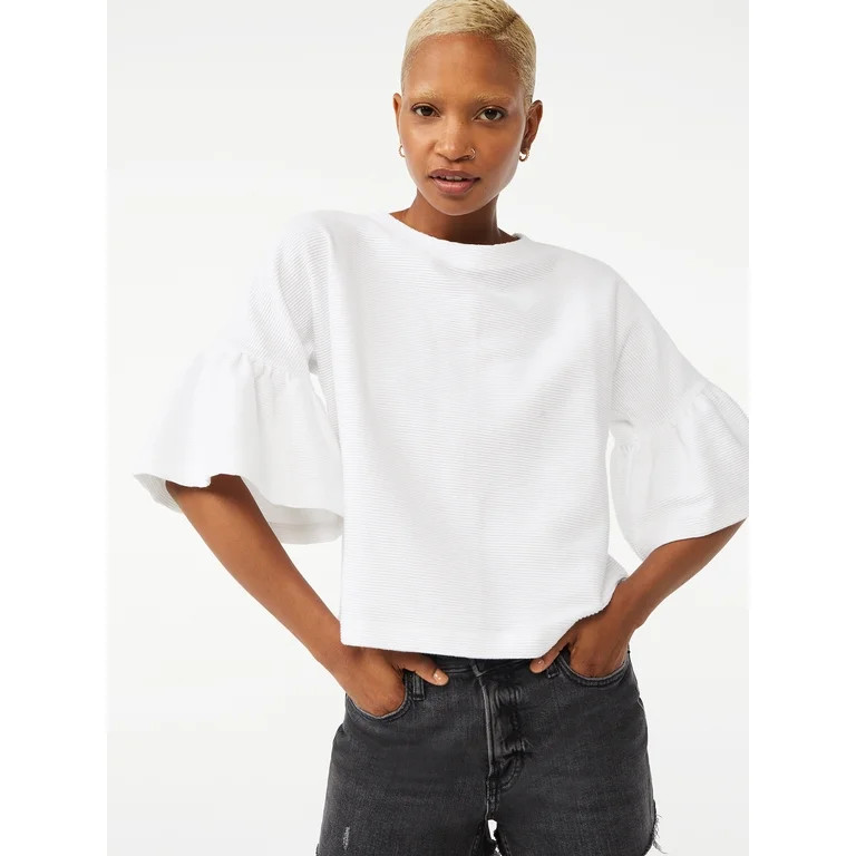 Free Assembly Women's Ruffle Ottoman Top with Dolman Sleeves | Walmart (US)