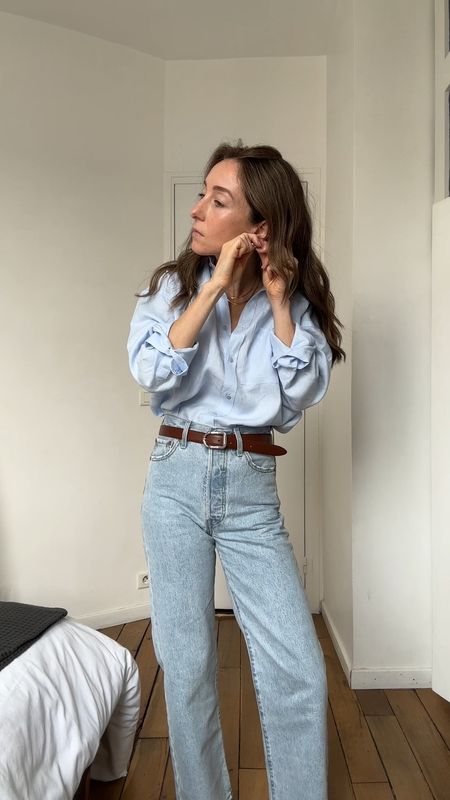 Shoes are Hermes - everything else linked below! Went up one size in the Levi’s. 