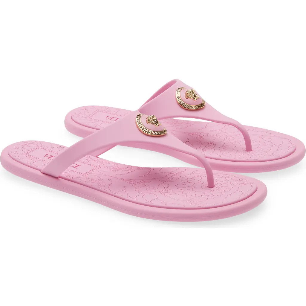 Versace Medusa Flip Flop in Guava-Versace Gold at Nordstrom, Size 6Us | Nordstrom