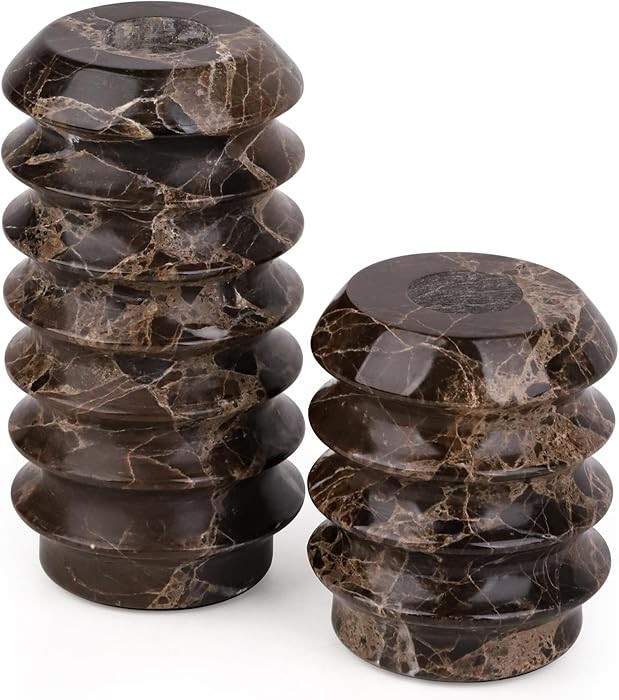 HofferRuffer Marble Candlestick Holders, Set of 2 Natural Stone Candle Holder Decorative Candle S... | Amazon (US)