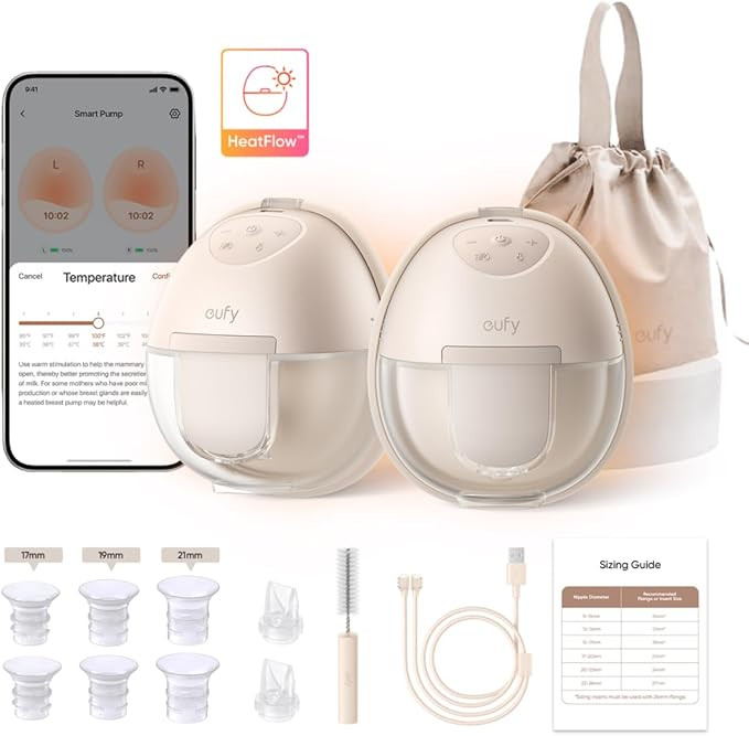 eufy Wearable Breast Pump, Electric Hands-Free Breast Pump with Heating Technology, App-Controlle... | Amazon (US)