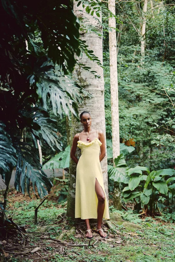 RAMIE MIDI DRESS WITH RUFFLE | Zara US